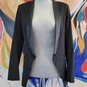 MASON Black Women's Blazer with Leather Lapel size 4